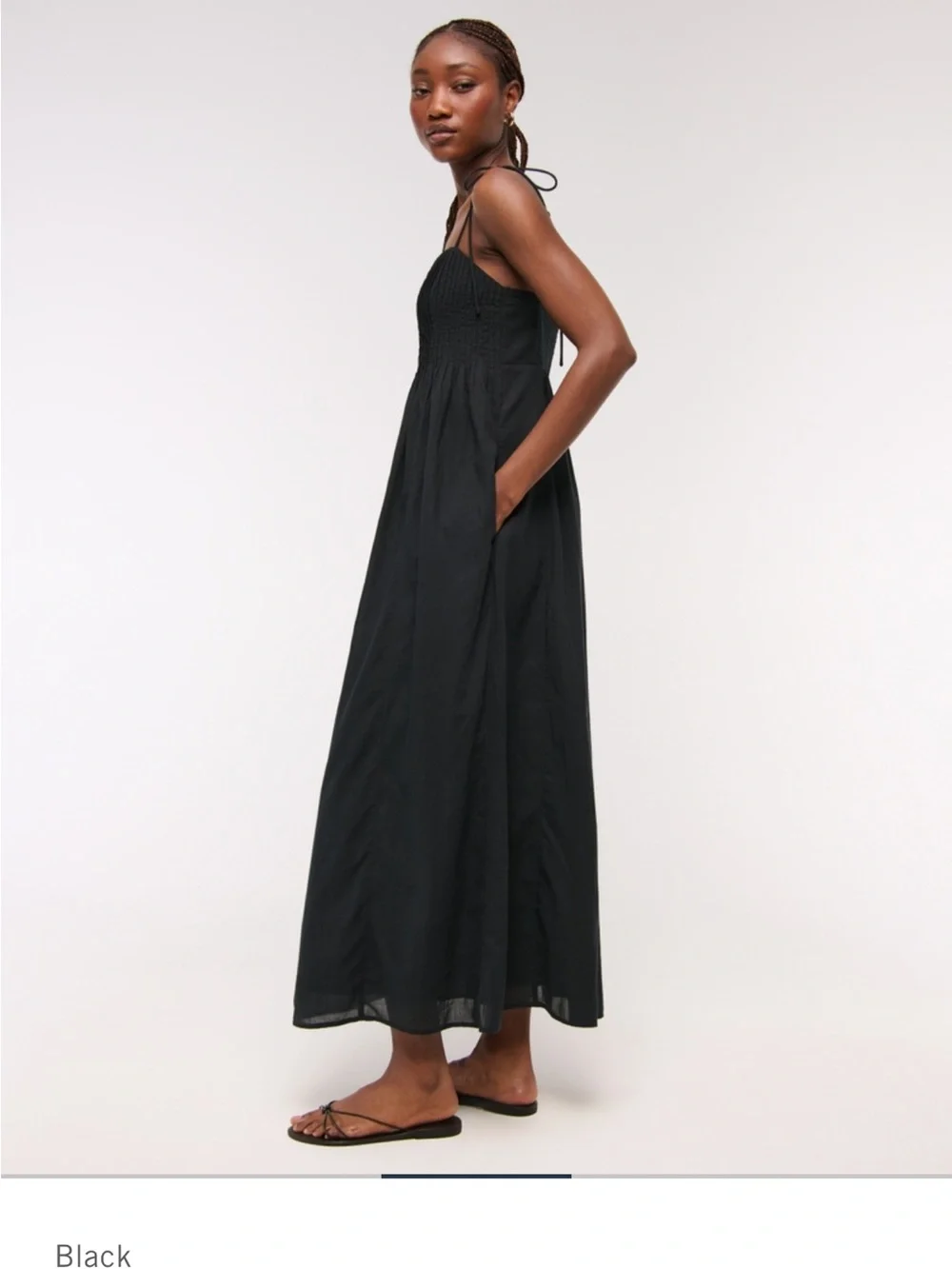 NWT Abercrombie & Fitch Black Maxi Dress with Tie Shoulders